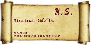 Micsinai Sába névjegykártya